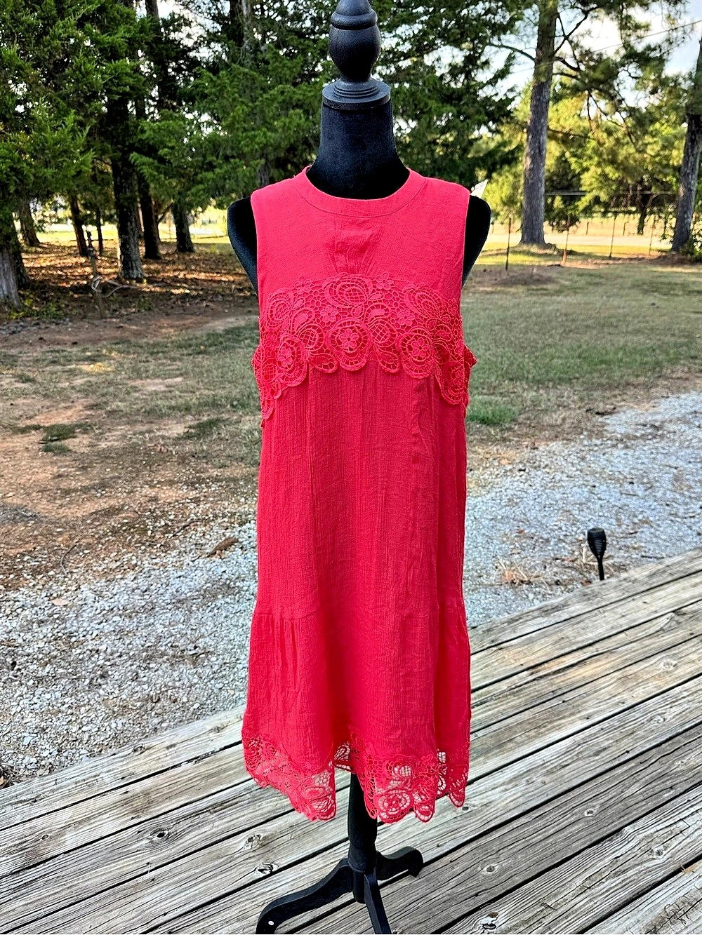 J. Gee Lace Trim Maxi Dress Coral Size XL